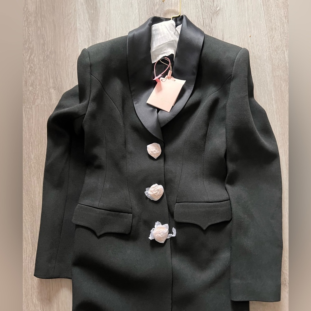 Nana Jacqueline Evie Long Suit Jacket (Black) size L - NWT - Picture 7 of 15